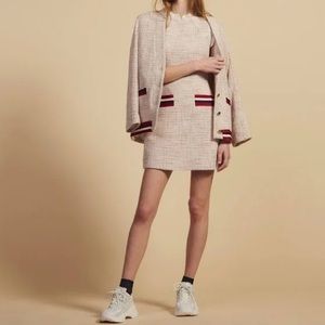 Sandro Pink Tweed Boucle Dress Size 38